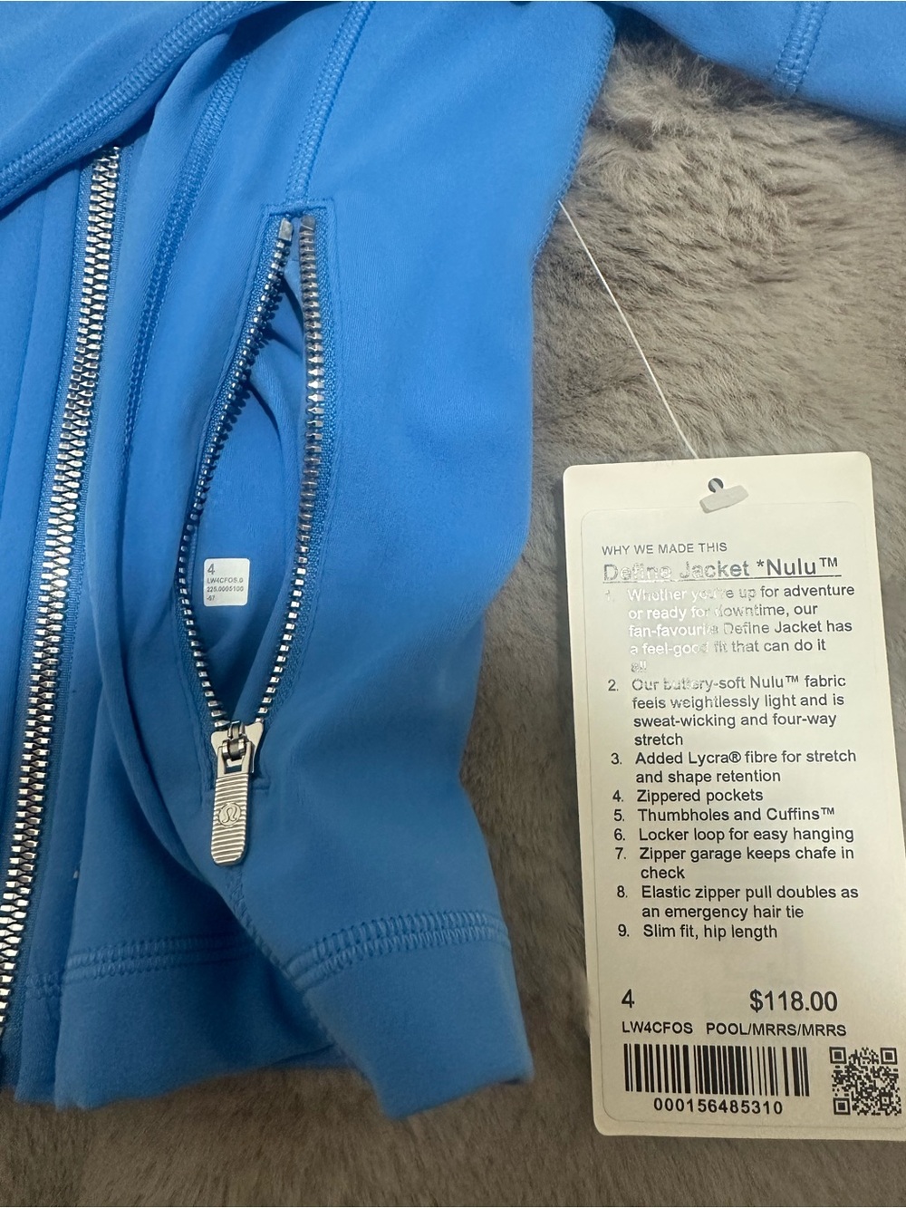 NWT Lululemon Define Jacket Nulu Size 4 Pool /Mirror Silver - Picture 3 of 5